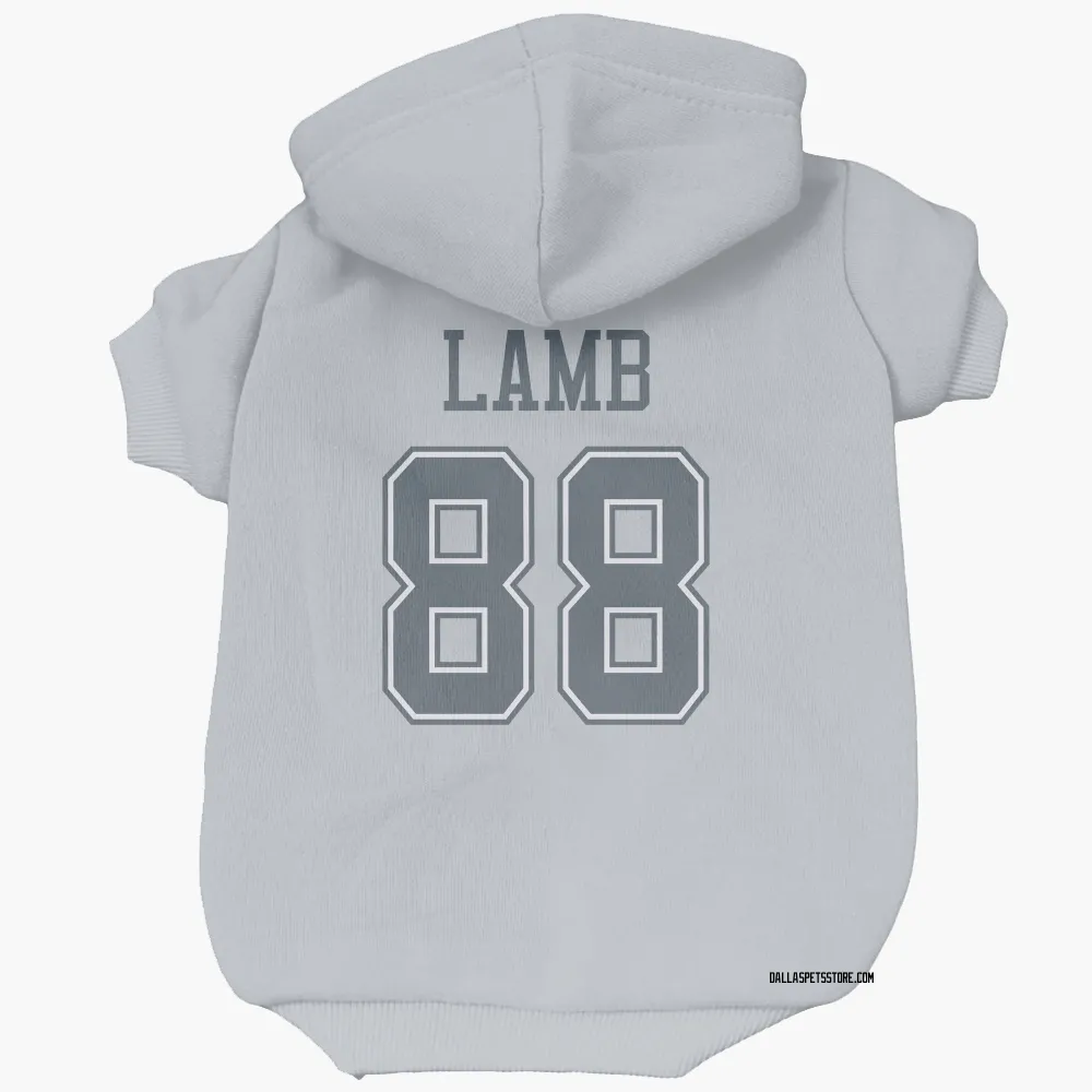 Dallas Cowboys CeeDee Lamb Gray Pet Hoodie for Dog & Cat