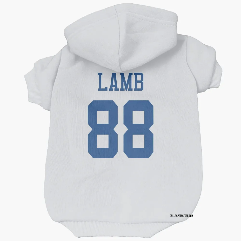 Dallas Cowboys CeeDee Lamb White Pet Hoodie for Dog & Cat