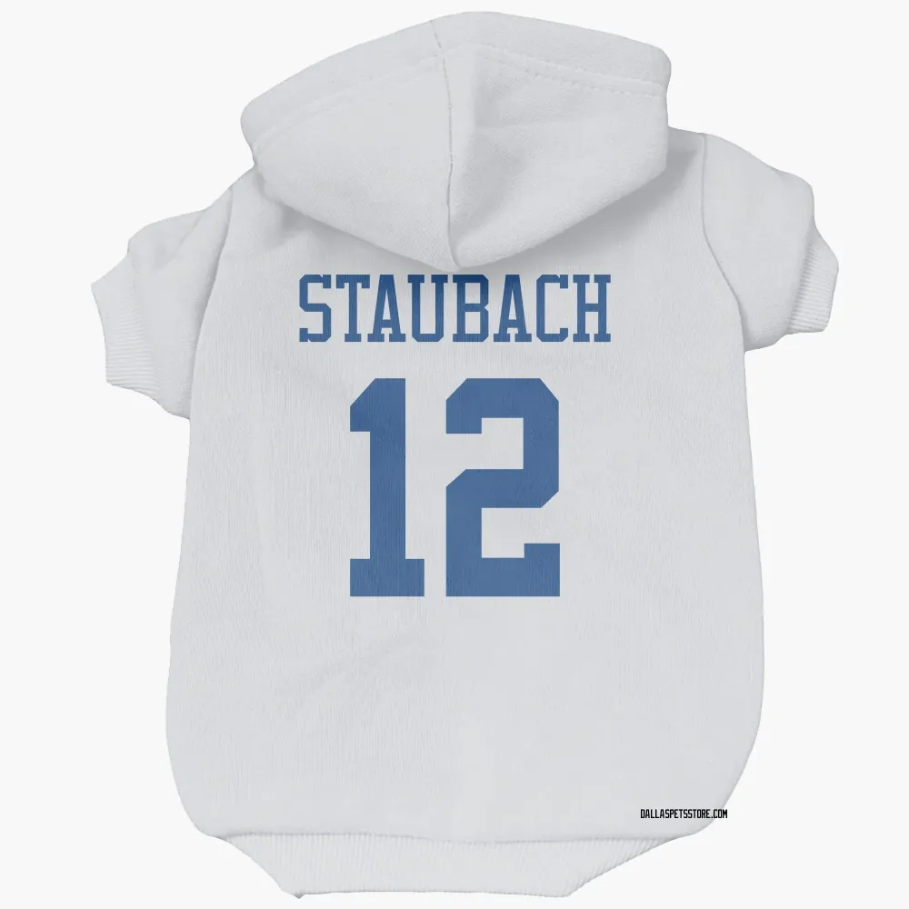 Dallas Cowboys Roger Staubach White Pet Hoodie for Dog & Cat