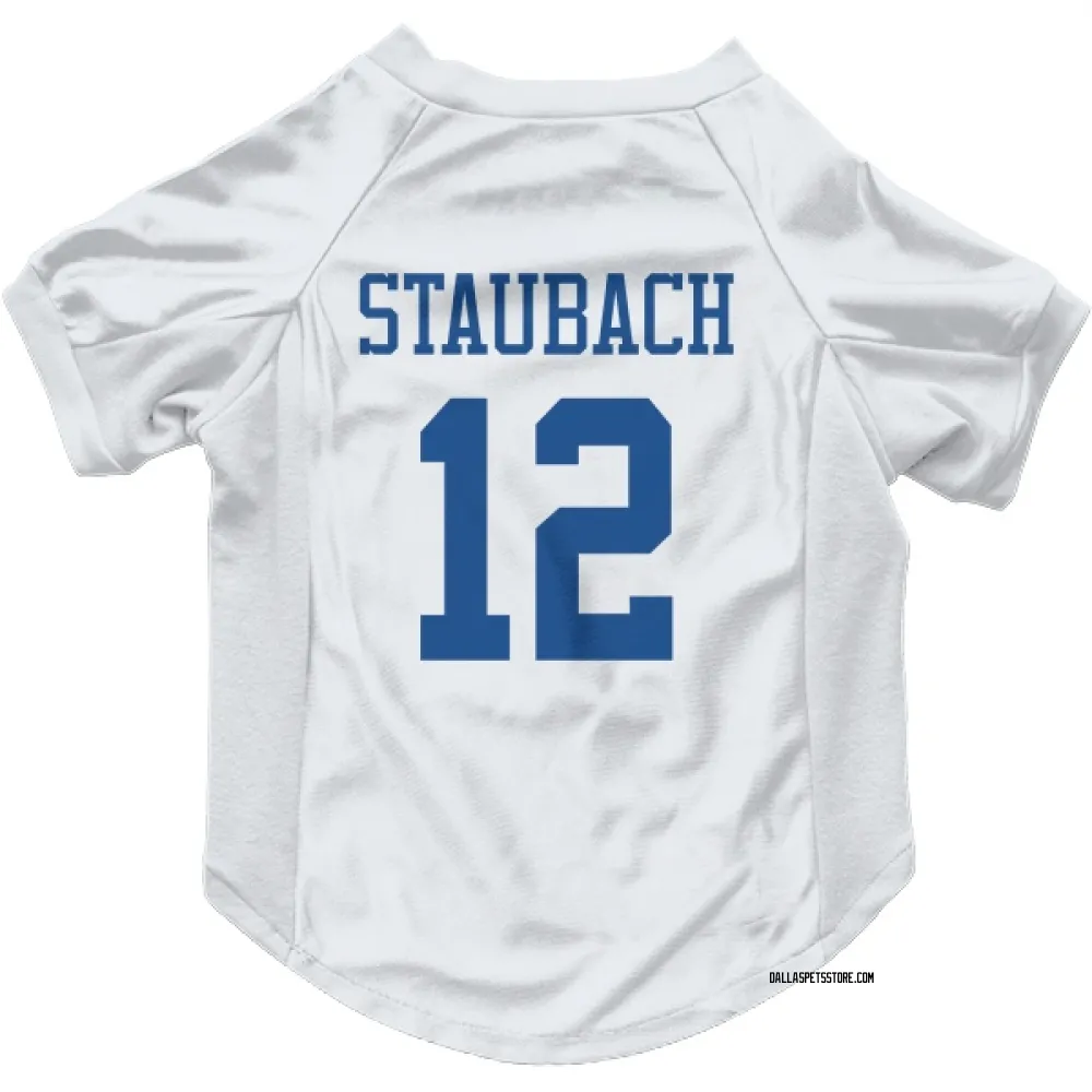 Dallas Cowboys Roger Staubach White Pet Jersey for Dog & Cat